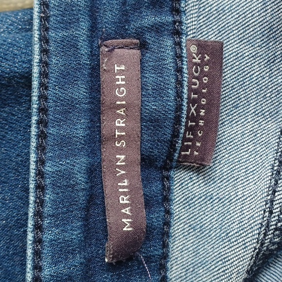 NYDJ Marilyn Straight Jeans, Stretch, Sz 12 Short, LiftxTuck, 17.5" Waist - Picture 5 of 6